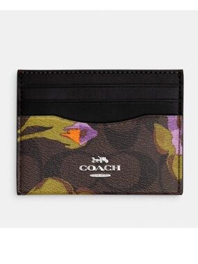Coach Slim Id Card Case Small Wallet In
Signature Canvas With Rose Print